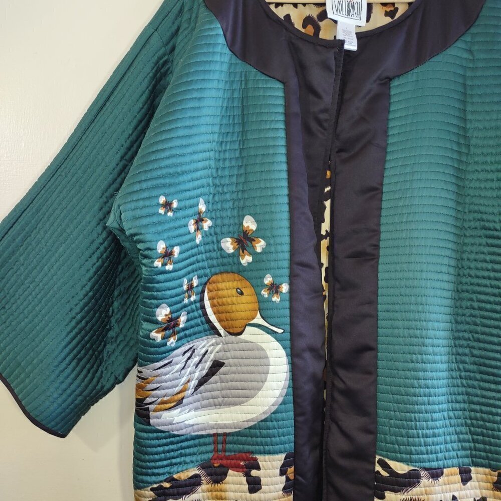 Very Vollbracht Quilted Reversible Jacket Size Large Open Front Boho Artsy - Picture 8 of 11